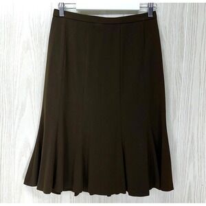 Focus 2000 Panel Flare Skirt Womens Size 8 Brown Button Zip Poly Blend